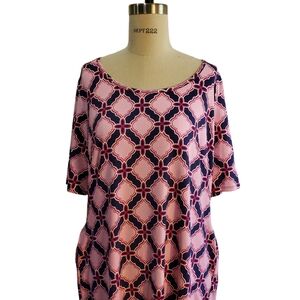 Sunsets & Sweet Tea Pink & Blue Dress W/ Pockets‎ Size XL Moisture Wicking UPF50